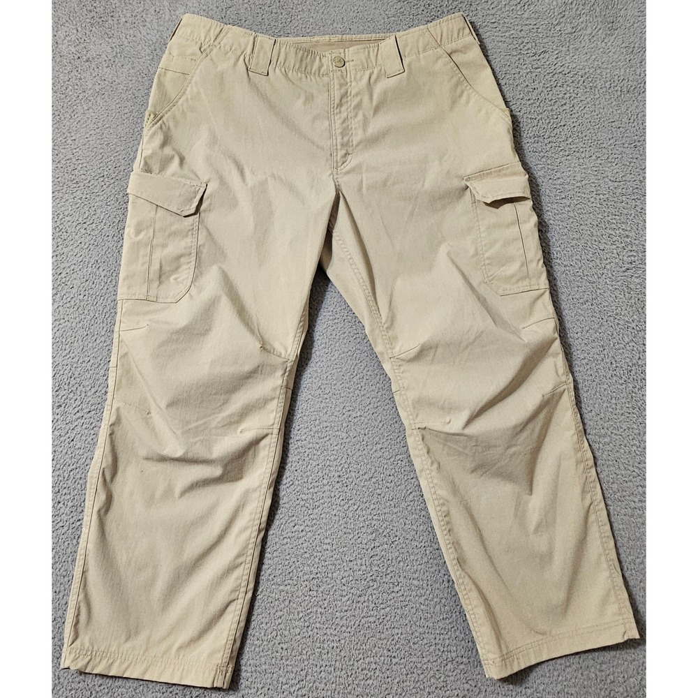 Under Armour Elite Cargo Pants Men 40 x 30 Tan UA Ripstop Outdoors